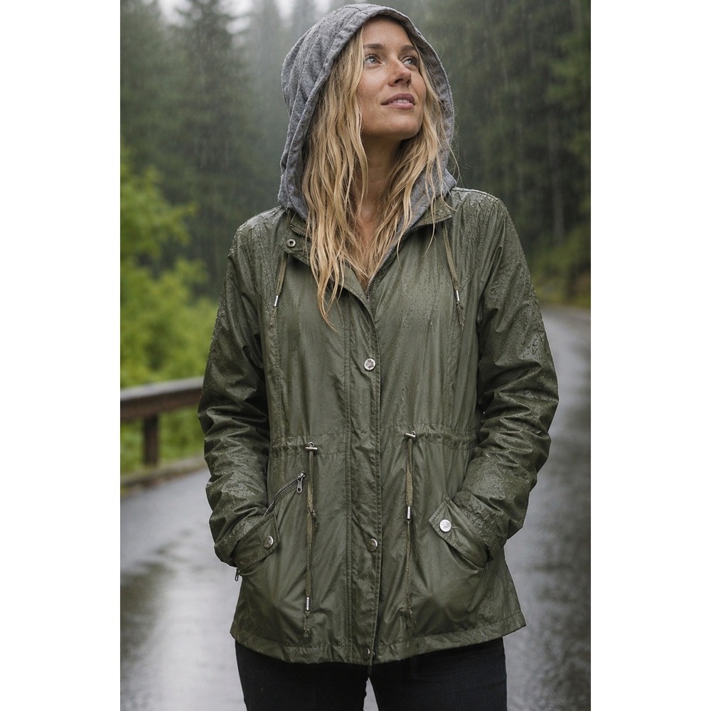 Snobbish Collection Green Hooded Jacket Windbreaker Large Rain